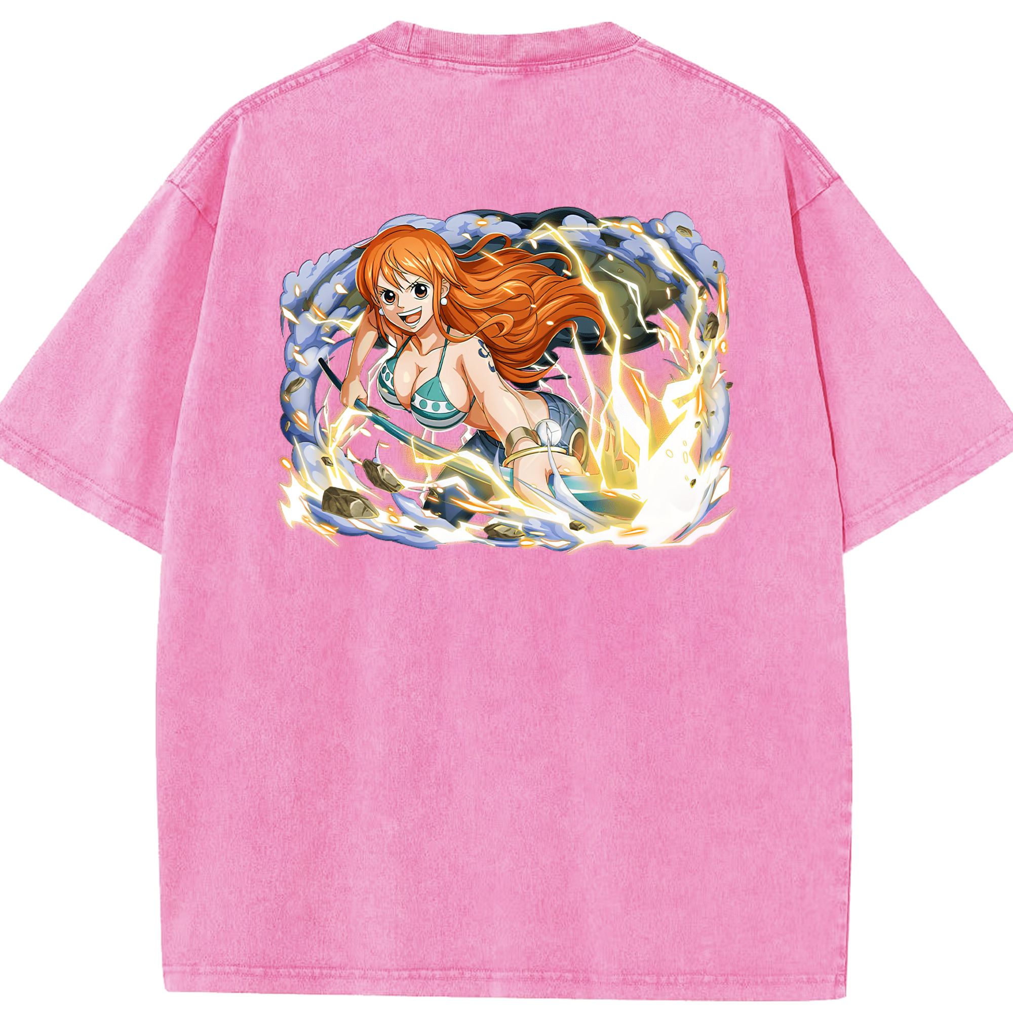 ワンピース ナミ ONE PIECE Nami 綿100% ヴィンテージ風 半袖Tシャツ（背面プリント）